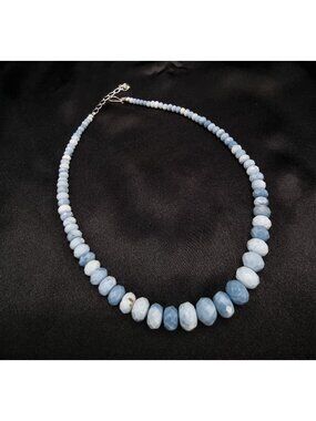 Jay King Mine Finds 925 Sterling Silver Blue Opal Beaded Necklace With Adjustabl